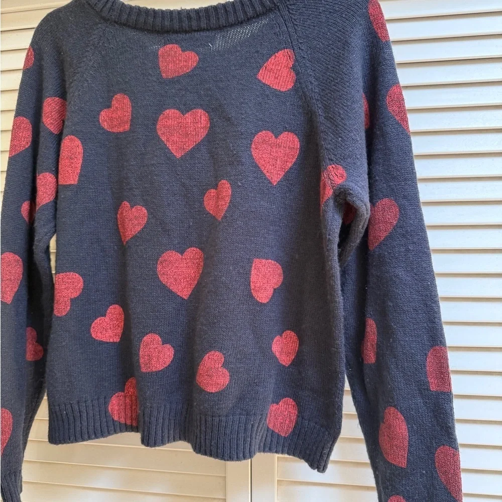 Adam Levine Collection Heart Sweater - Navy and Red Junior Sz L